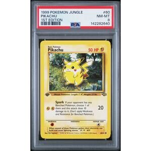 PSA 8 NM-MT Pikachu 1st Edition 60/64 Pokémon 1999 Jungle Common Graded Card